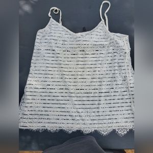 Maurices- Blouse with adjustable spaghetti straps and white & navy blue color